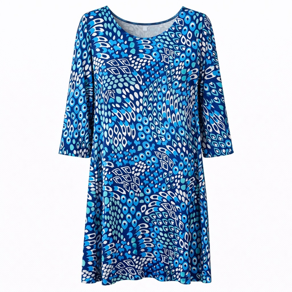 Escapada Living Blue Peacock DressTop Coastal Resort Vacation Country Club XL